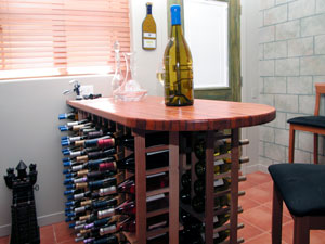 Picture of wine cellar table top.